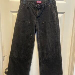 Edikted Black Wide Leg Jeans